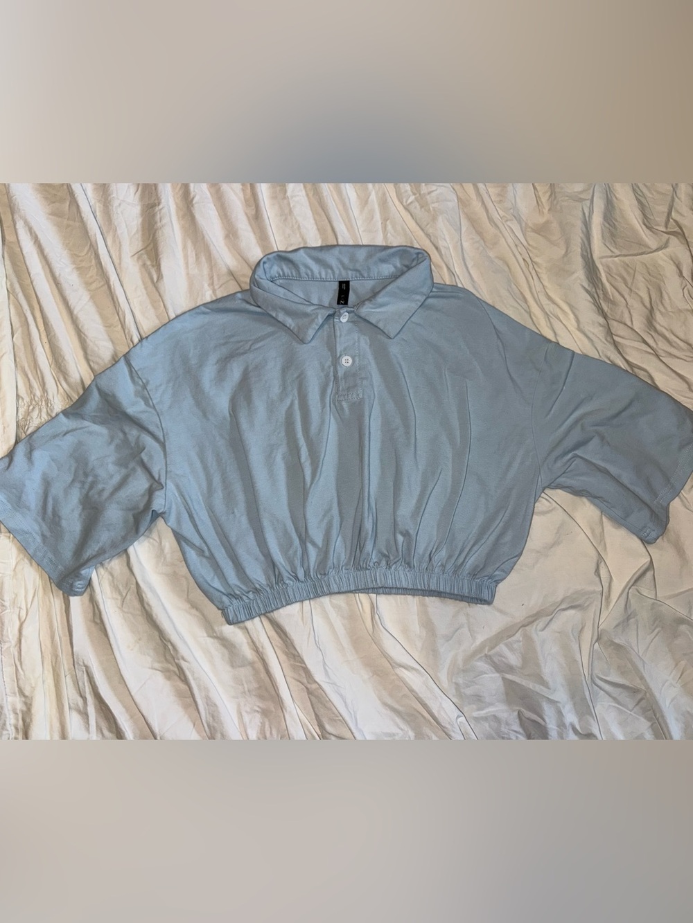 ZAFUL Light Blue Cropped Polo Top
